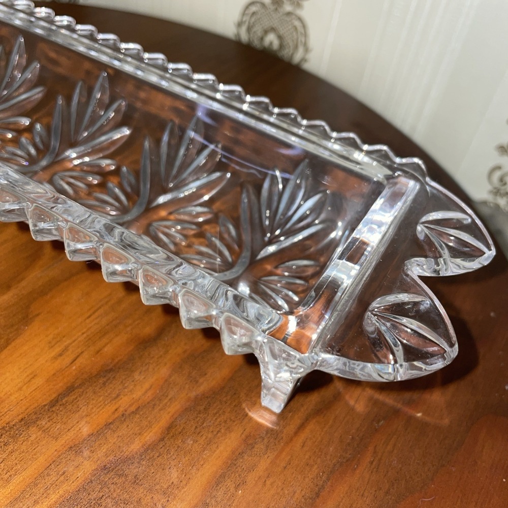 Vintage Fifth Avenue Portico 24% Lead Crystal Cracker Tray SawTooth Edge 12"